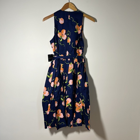 NWT ModCloth Instant Energy Faux-Wrap Dress Sweet Peaches Navy Blue 4 Small NEW - Picture 6 of 9